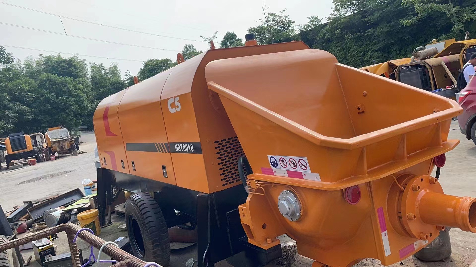 Diesel Electric Used Cement Pump Trailer HBT8018C-5D With 186 KW Power Rating