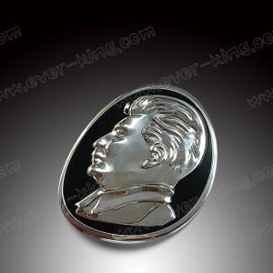China Custom Stalin Head Logo 3D Metal Aluminum Sticker Label Professional wholesale