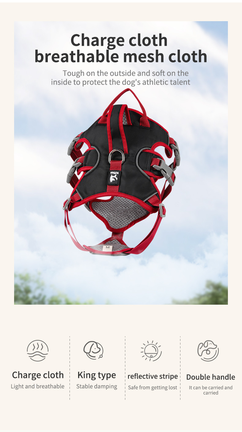 Dog harness for small and medium sized dogs, anti-breakaway dog ​​leash, reflective anti-escape leash