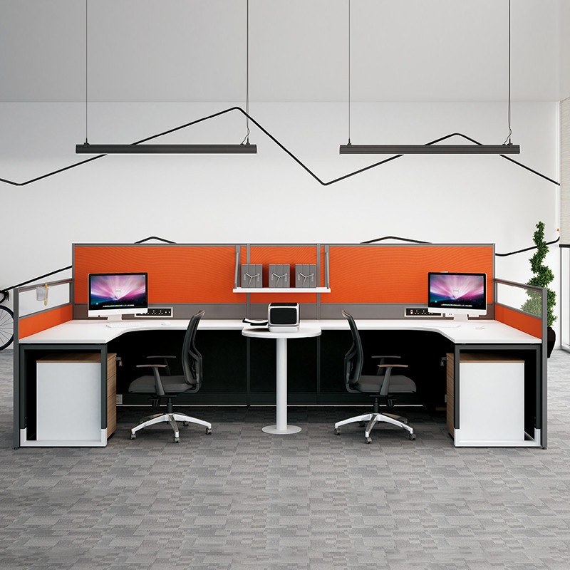 Cheap Orange Office Workstation Price Modular 2 4 6 People Office Workstations Desk