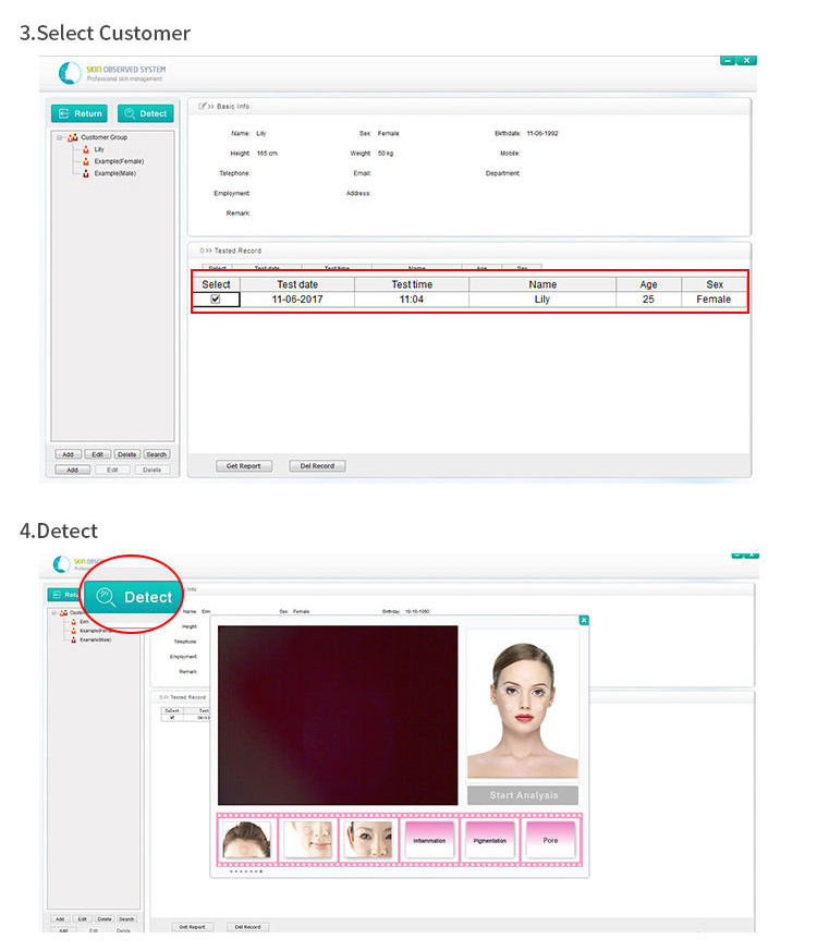 UV Spectrum Magic Mirror Skin Analyzer 5.0MP 3D Skin Analysis Machine