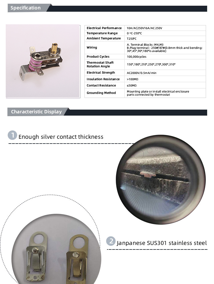 Other Home Appliance Parts KST Thermostat with Adjustable Temperature Range 50-250 C