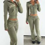 Custom Embroidered Acid Wash Tracksuits for Women 100% Cotton Flared Sweatpants