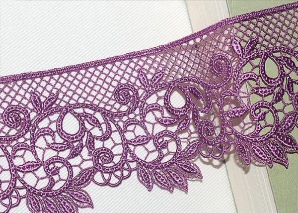 Customized DTM Floral Embroidered Guipure Lace Trim Ribbon For Bridal Dress 7 CM