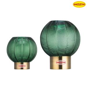 China Sprayed Lantern Shaped Leaf Textured Glass Vase Hand Blown wholesale