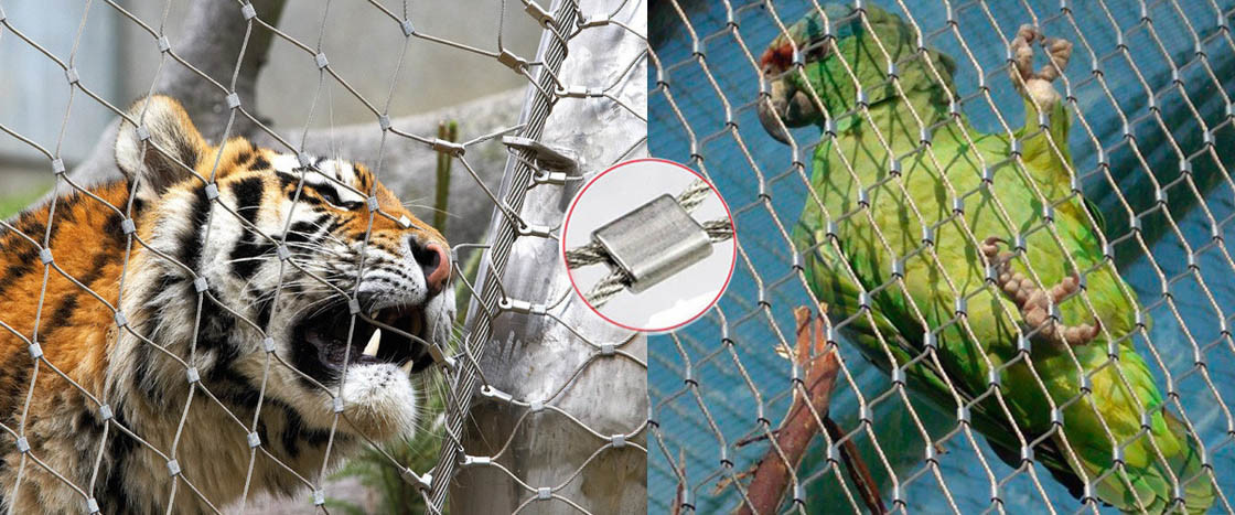 Soft Flexible 80x80mm Stainless Steel Rope Mesh At Animal Enclosure Zoo Fence Bird Aviary