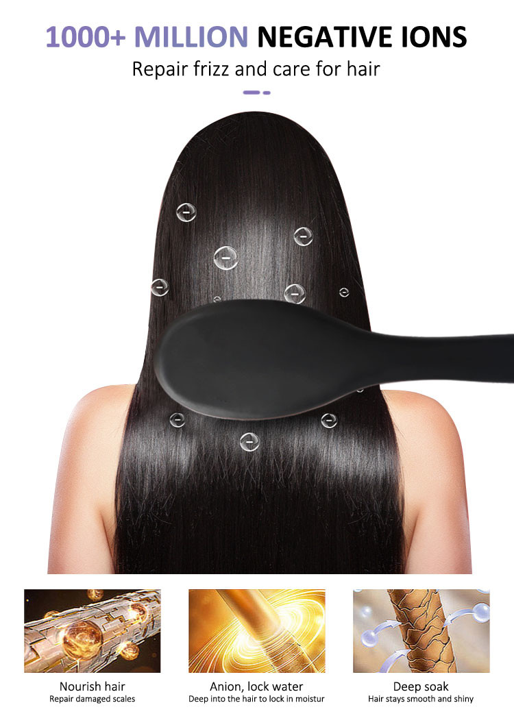 Anion Hair Straightener Brush Comb 110-240V With Rubber Handle