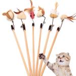 Cute Wood Cat Teaser Toy Sisal Material Size Customized For Dog / Cat