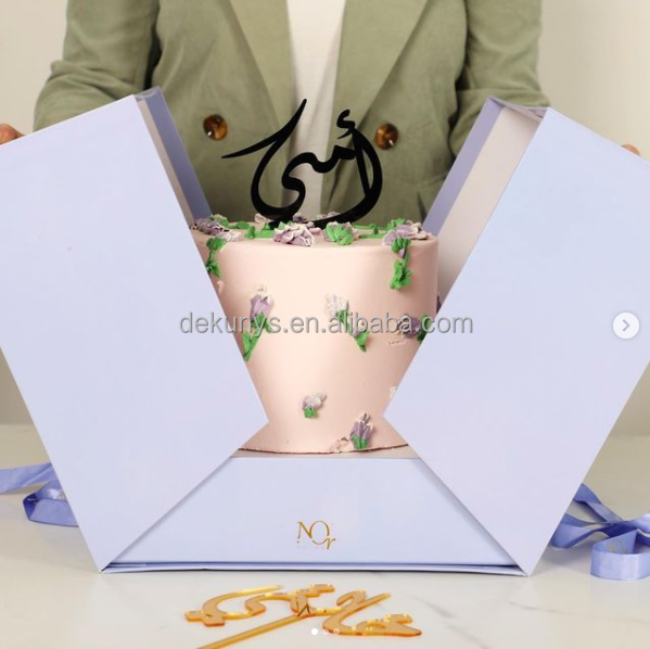 Surprise Cake Flower Chocolate Rose Packaging Paper Cardboard Rigid Birthday Gift Box