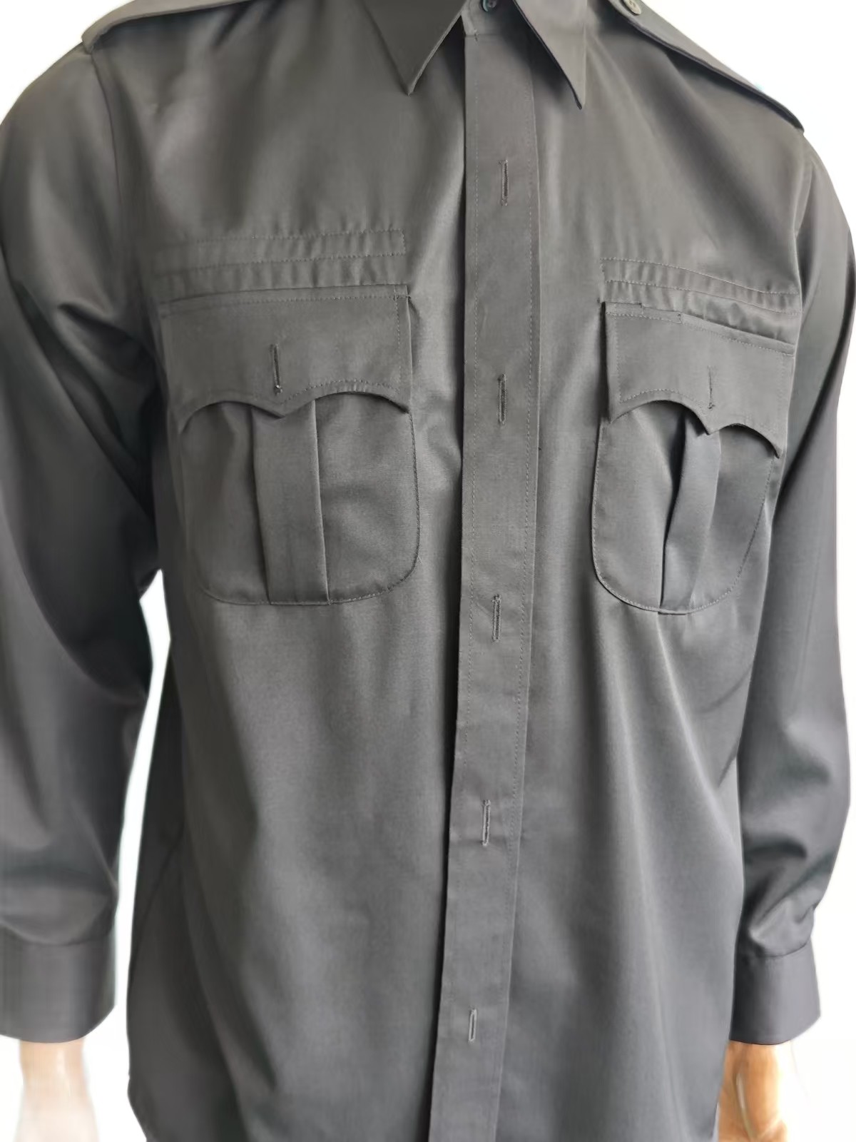 Black Ceremonial Military Uniform Set (Long Sleeve and Straight-Leg Trousers) - 45% Wool 55% Polyester