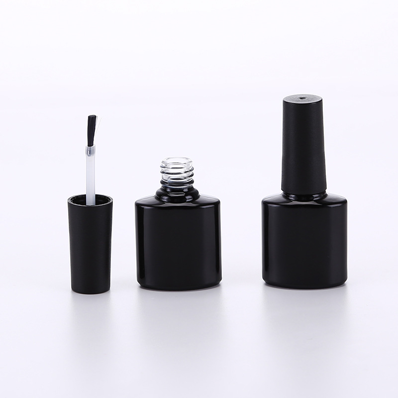 10ml 15ml Rectangular Glass Black Nail UV Gel Polish Packing Empty Square Shape Nail Polish Bottle With Brush for Cosmetic