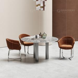 China 20mm Thick Sintered Stone Dining Table 180cm Silver Stainless Steel wholesale