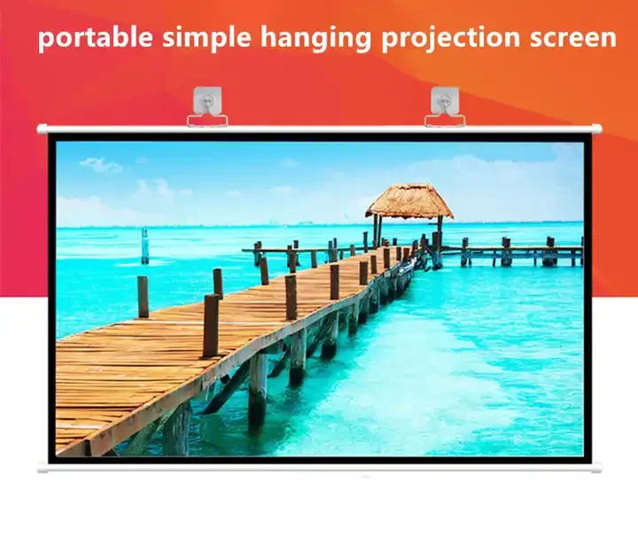 Simple Hanging Up HD Home Warp Knitting Projection Screen 16:9 60'' To 120" Inch