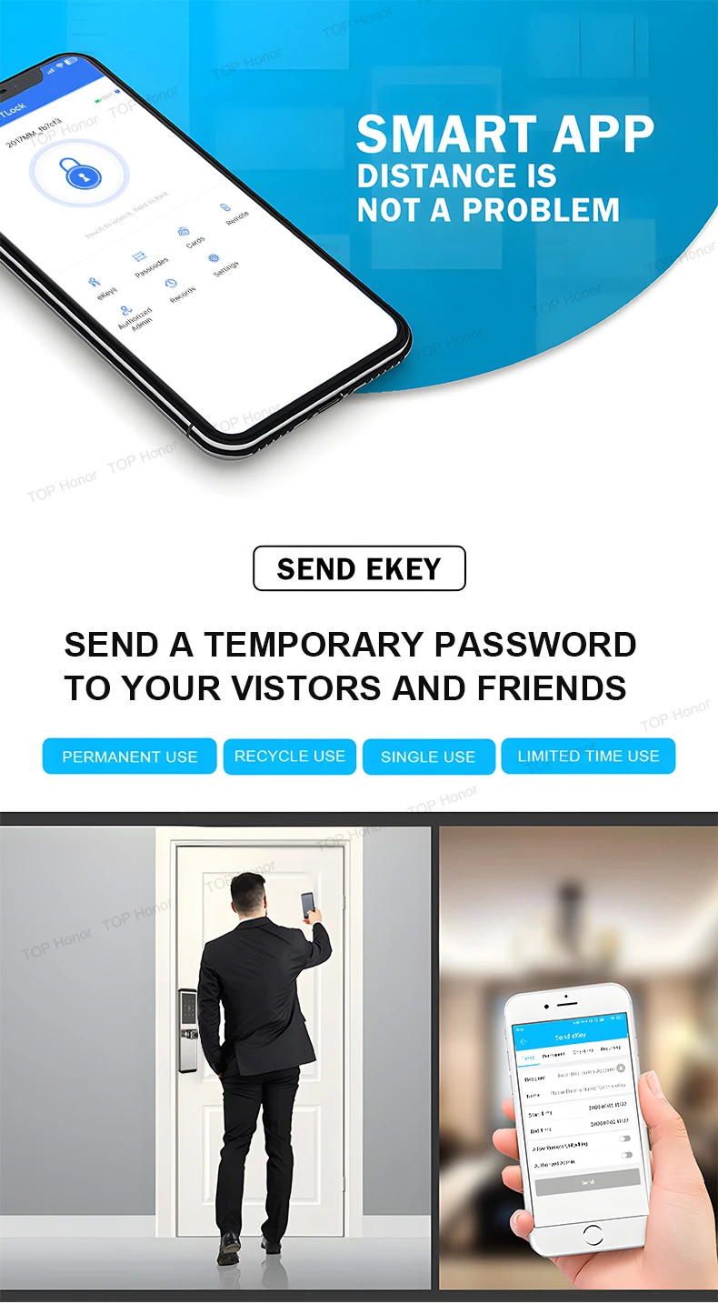 TH522 Apartment Smart Door Lock With Fingerprint Code IC Card Key TTLock Unlock