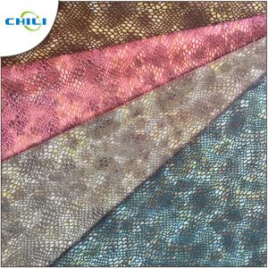 China Flexible Faux Vinyl Fabric , Quilted Pleather Fabric Stretch Imitation Patterned wholesale