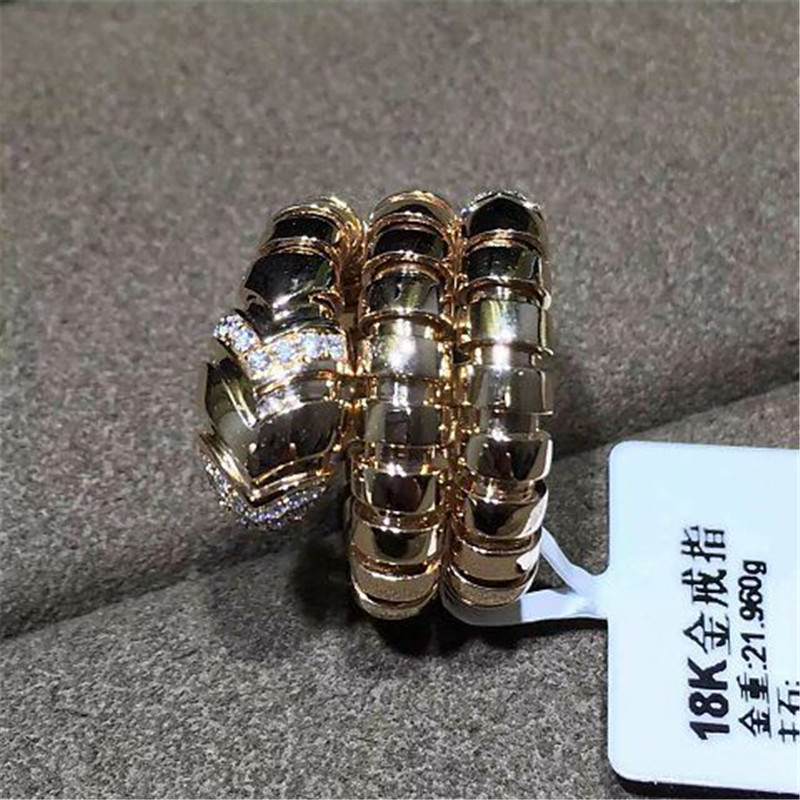 Luxury jewe factory serpenti series ring 18k white gold yellow gold rose gold diamond ring