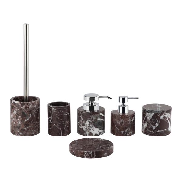 Purple Marble Bathroom Accessories Set Round Marble Hand Soap Dispenser White
