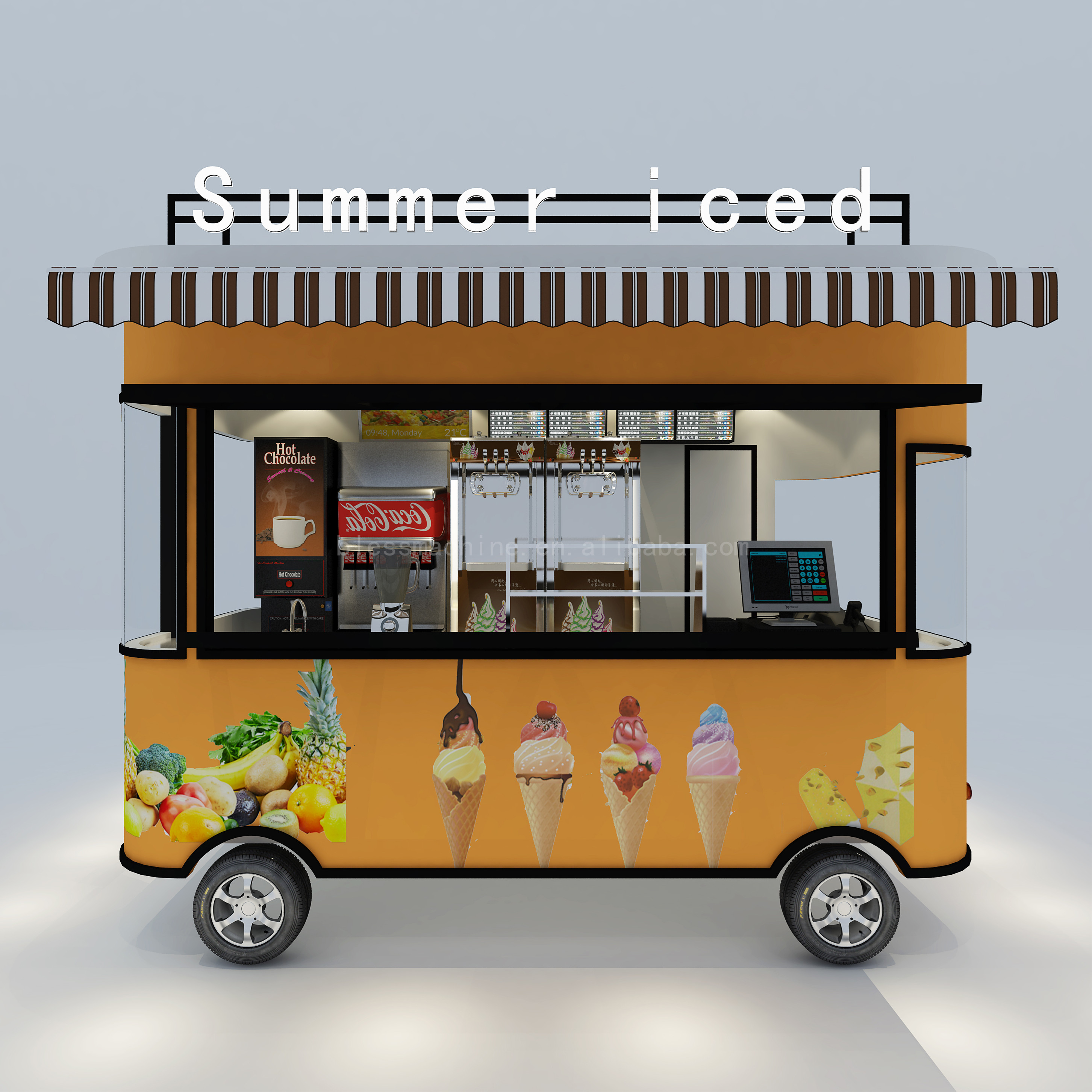 110v/220v Voltage Farms Multipurpose Mobile Electric Fast Food Snack Tricycle Pedicab