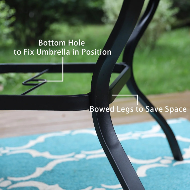Metal Garden Set by AJUNION Waterproof Outdoor Furniture with Stackable Dining Chairs