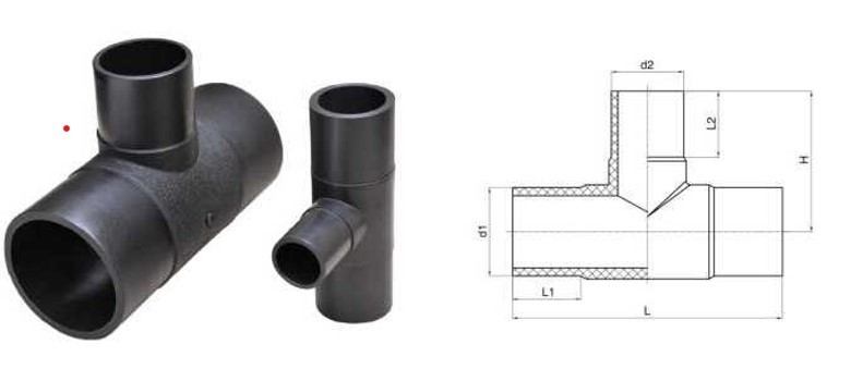 DN63-DN315 SDR11 SDR17 SDR17.6 Spigot Reducer Tee PE Fusion Fittings