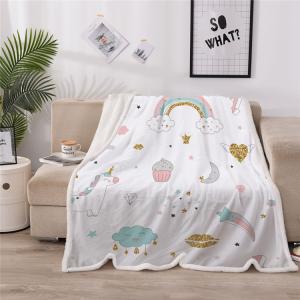 China Cartoon Digital Printing Sherpa Fleece Blankets Soft Breathable wholesale
