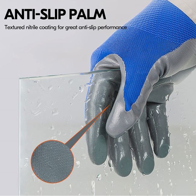 Reusable XL XXL Seamless Gloves Safety Work Nitrile Coated Palm Grip