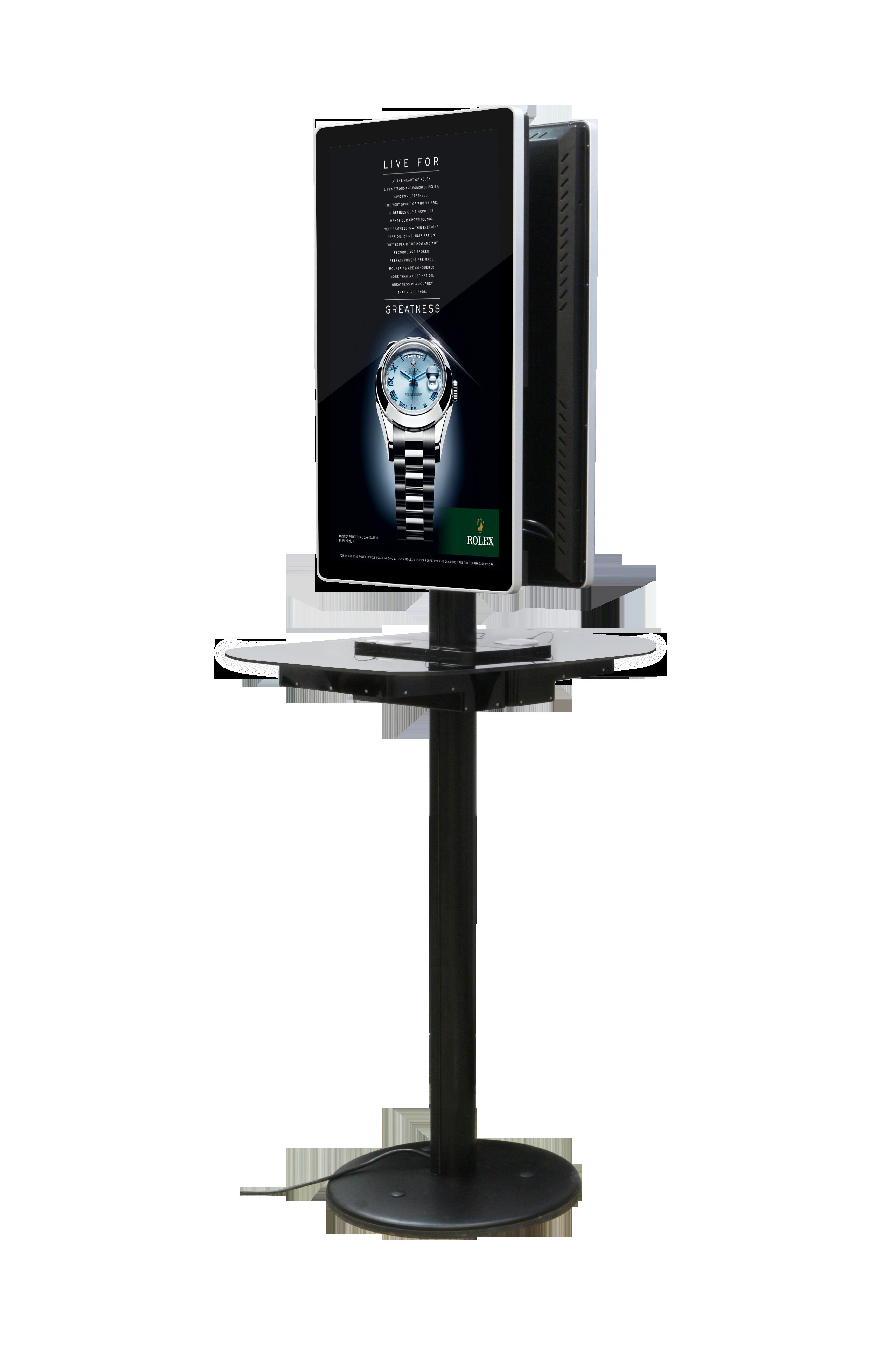 Black Commercial Phone Charging Station Double Sided Advertising Board Display
