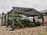 Outdoor electric LED retractable roof pergola and pergola components