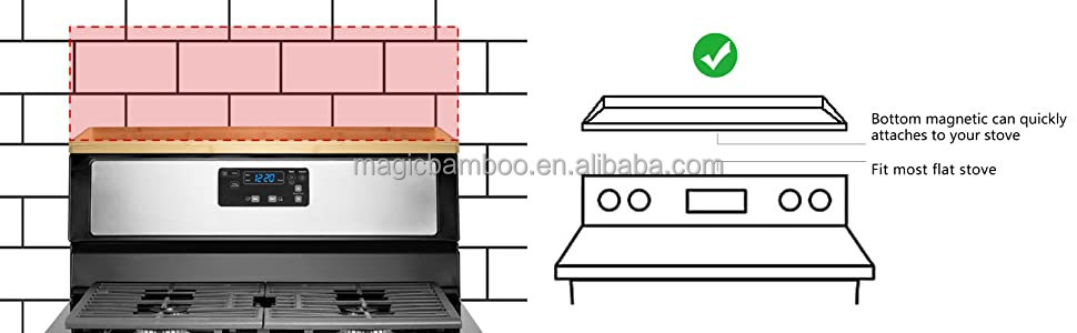 Eco-Friendly Bamboo Magnetic Stovetop Shelf for Spice Storage