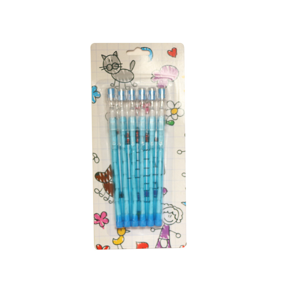 Plastic Non-sharpening Pencil with 9 colors with blister card packing for kids
