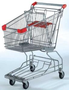 China Custom Rolling Shopping Basket Wire Cart On Wheels Metal Frame Asia Style wholesale