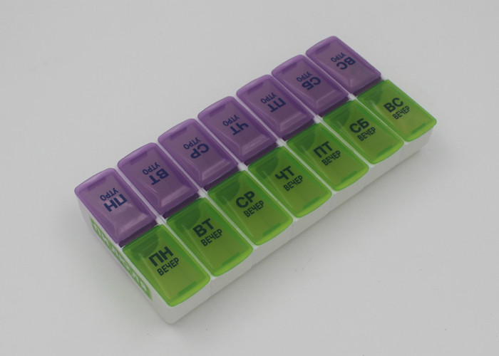Promotional Pocket PP Plastic Pill Box With Date Letters / Two Week Pill Organizer
