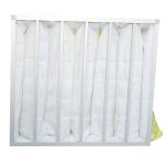 Fire Retardant Pocket Air Filter AHU / Yellow F8 Non Woven Material With 6 Bags