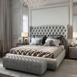 Italian Style Modern Luxury King Size Bed Cama Diamond Tufted