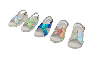 China Printed Injection Open Toe Mirror Flat Summer Sandal wholesale