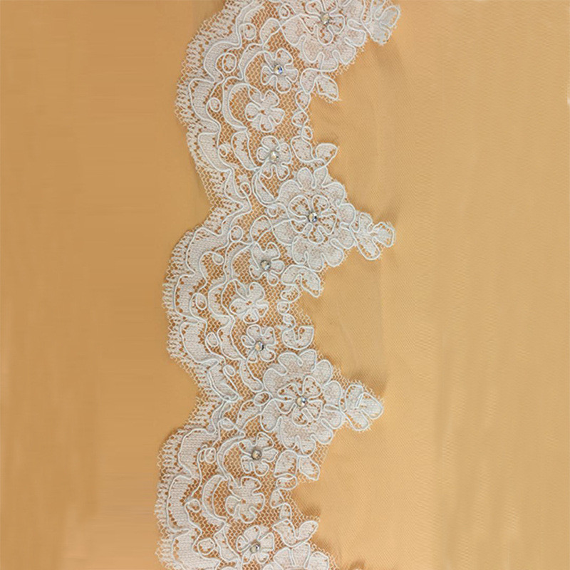 3m Ivory Bridal Veil Jacquard Lace Edge with Cord