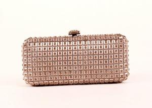 China Pink Colored Glitter Clutch Purse , Box Shaped Metal Sequin Sparkly Evening Bags wholesale