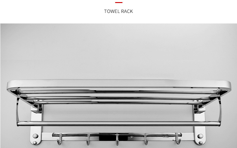 Rustproof Bathroom Towel Rack Double Towel Rack Shelf Wall Mount Shelf