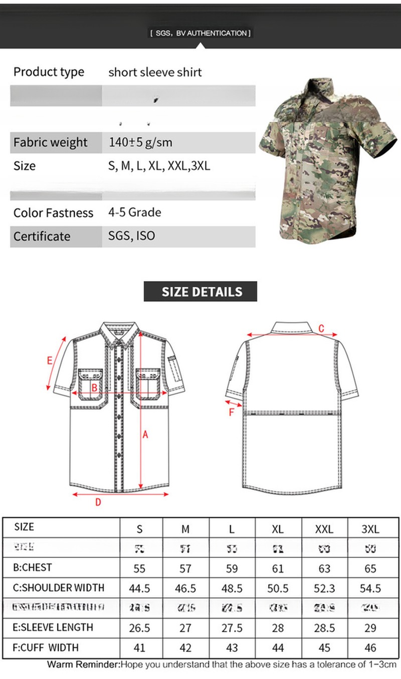 Formal Style Short Sleeve Outdoor Training Uniform Breathable and Suitable for Active