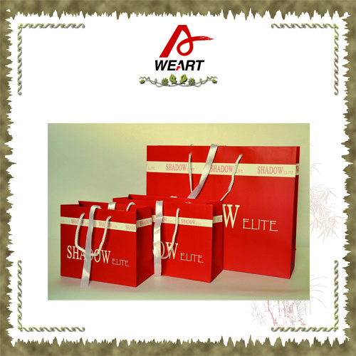 Fashion Black Custom Paper Shopping Bags With Cotton / Ribbon Handle