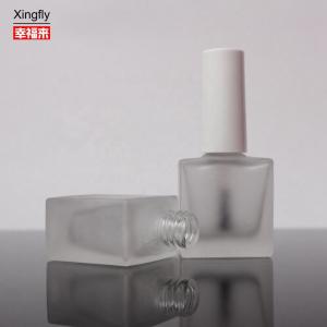 China Empty 10ml Gel Nail Polish Bottle OEM Square Glass Bottle With Brush wholesale