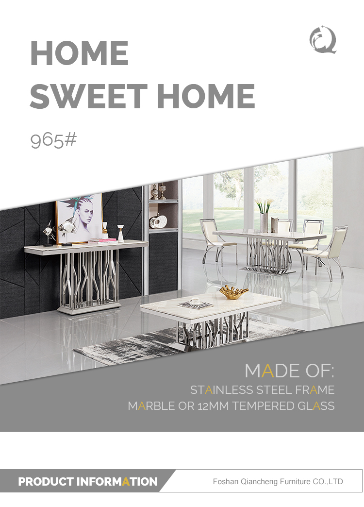 160x45x85cm 0.3cbm Stainless Steel Console Table With Marble Top 20mm