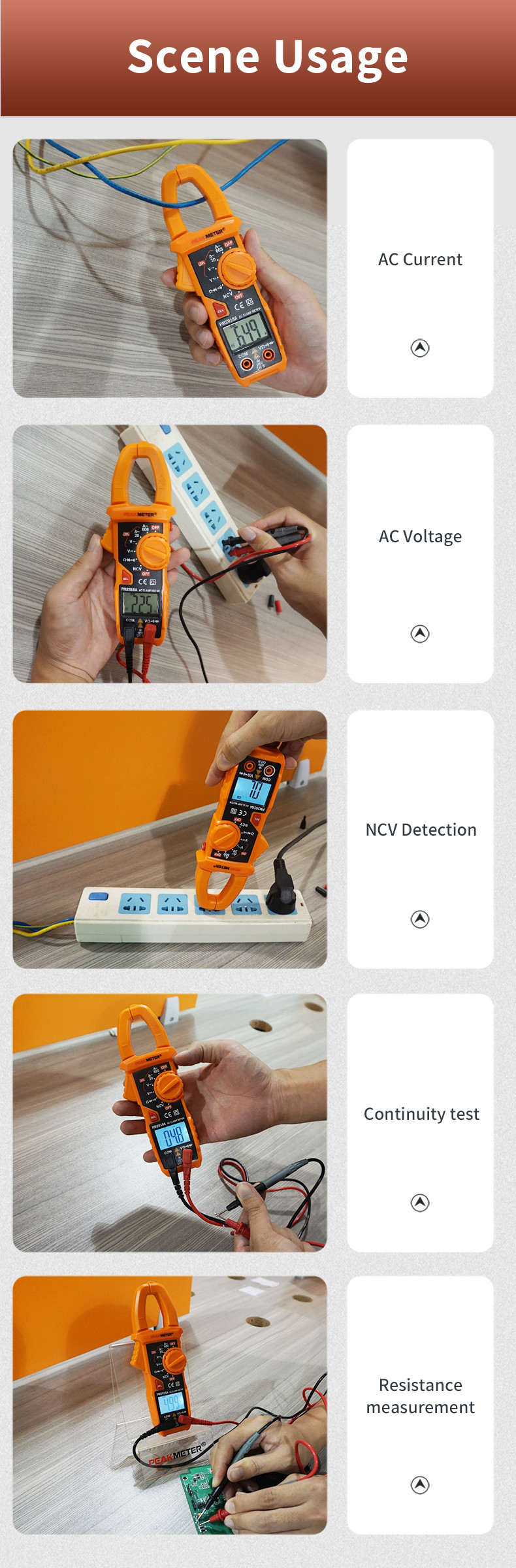 Auto Range Digital AC Clamp Meter 600V AC DC Voltage Measurement NCV Test
