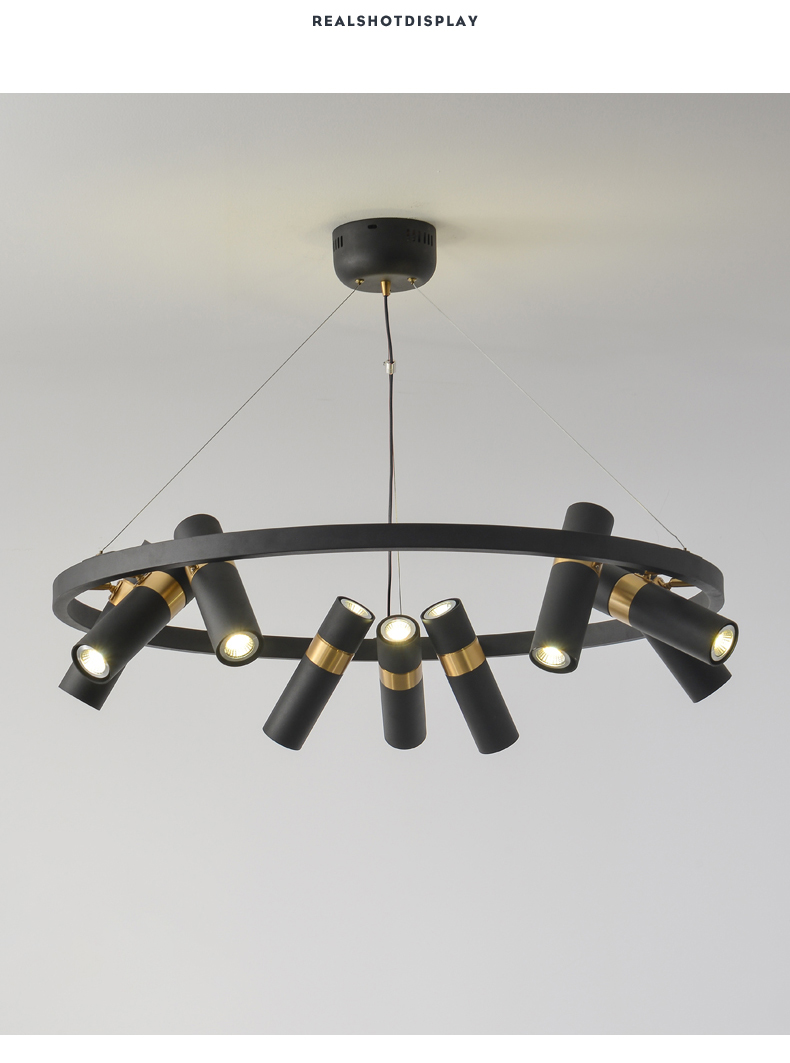 Retro Loft Circle Light Fixture Vintage Iron Spot Chandelier(WH-MI-463)
