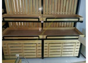 China SGS Supermarket Wooden Retail Display Shelves Single - Sided Electrostatic Spray Surface wholesale