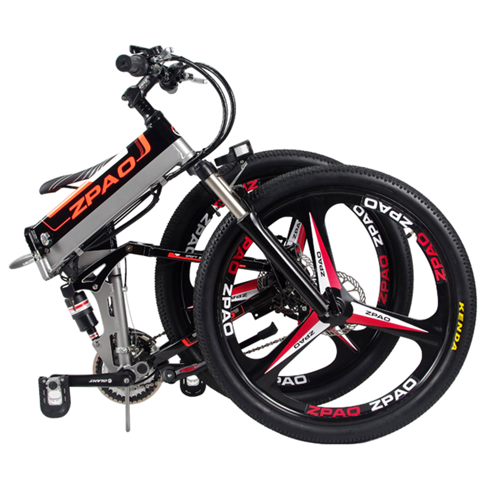 48V 26 inch Electric Folding Bike With 3 Knife And Shimano 21 Speed Derailleur