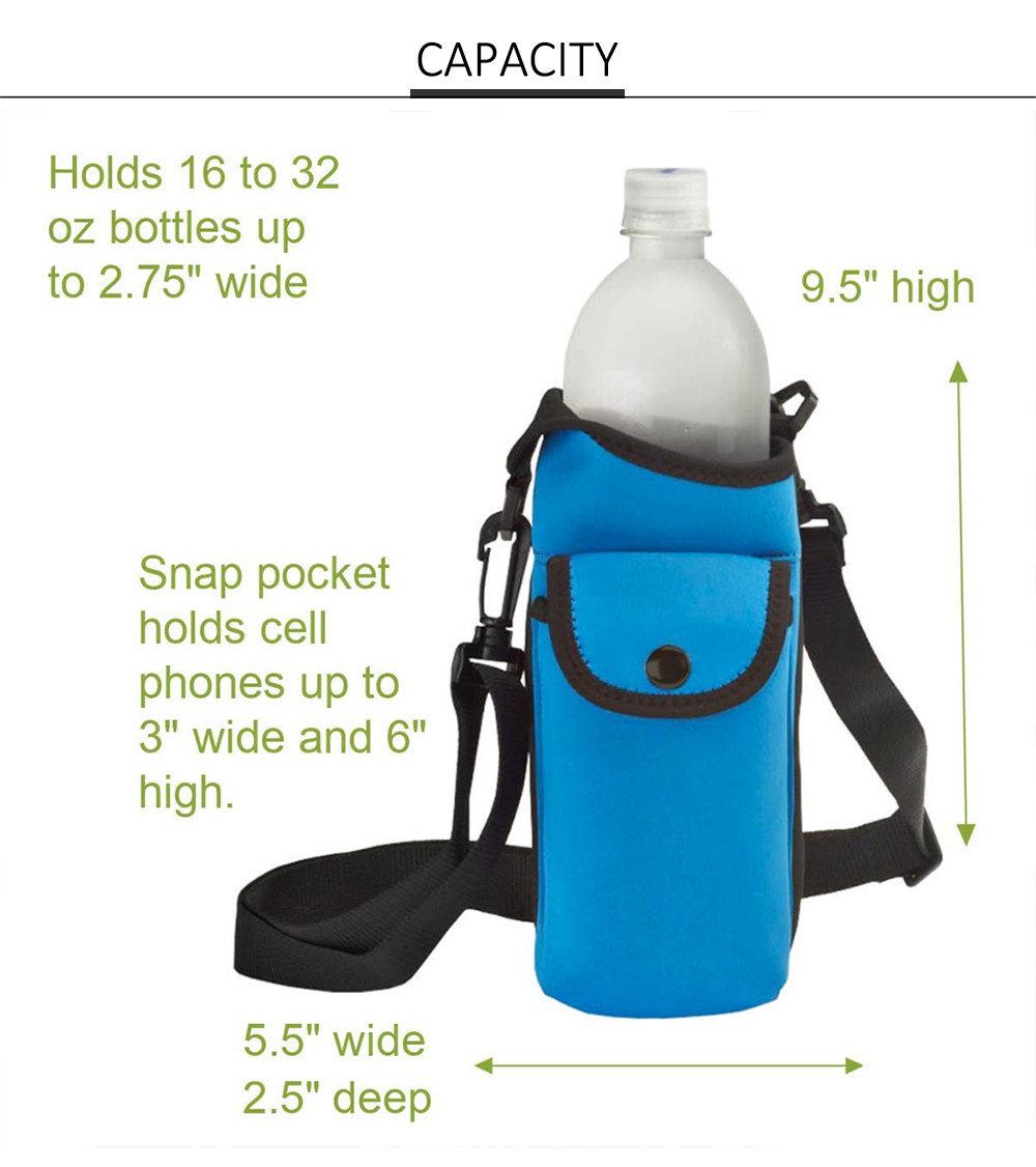 Reusable Adjustable Shoulder Strap Neoprene Water Bottle Carrier