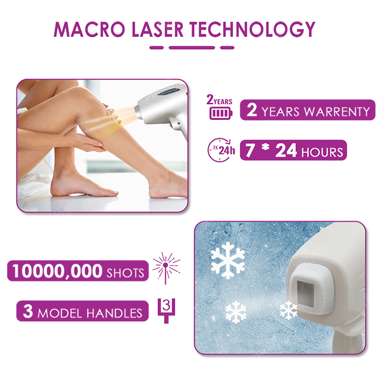Portable 808 808nm Diode 3 Wavelength Laser Permanent Hair Removal Depilation Skin Rejuvenation Cooling Technology Machine