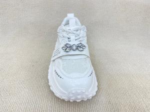 China Women white flat fashion sneakers with paillette crystal breathable mesh and low cut wholesale