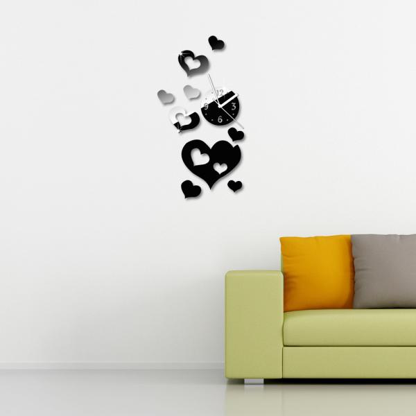 heart shaped wall clock diy mirror wall sticker clock